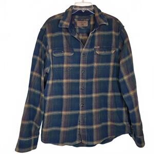 Orvis Men's Classic Collection Plaid Blue Green Flannel Size Large Heavy!